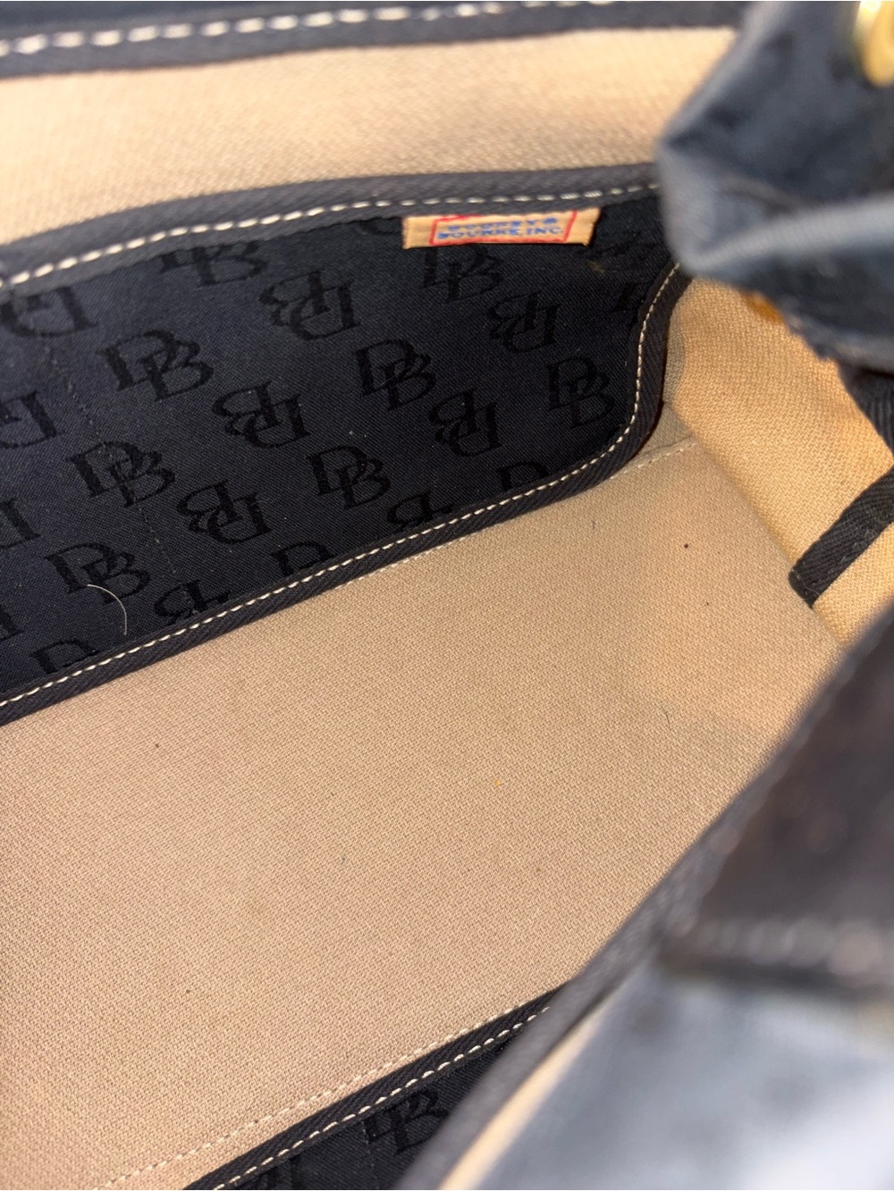 Dooney & Bourke Black DB Logo Drawstring Satchel with Gold Hardware - Picture 9 of 9